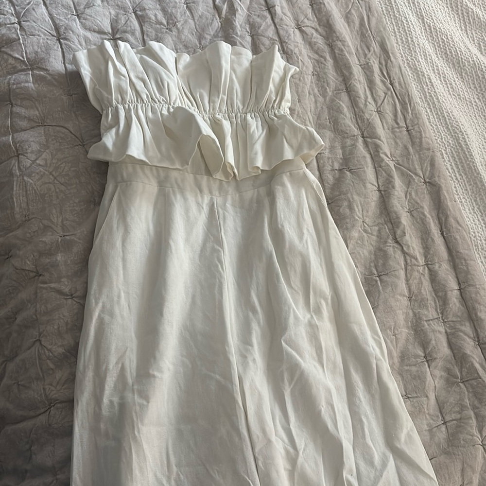 White strapless jumpsuit